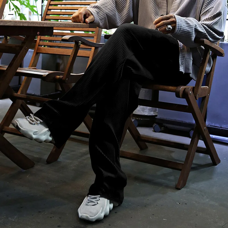 

Men's Vertical Striped Business Casual Pants High Waisted Casual Pants Loose Straight Leg Wide Leg Pants Versatile and Trendy