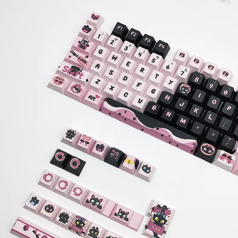 Anime Dragon Theme Keycaps Set PBT Pink Cute Caps custom MOA/cherry Profile Gaming Key Caps for Mechanical Keyboard Accessory