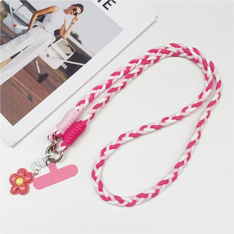 120 cm buntes schickes Telefon-Lanyard, Halskette, Lanyard für Handy, Nylon-Patch, Umhängetasche, Hals-Clip, Schnapp-Hängeschnur, Seilgurt