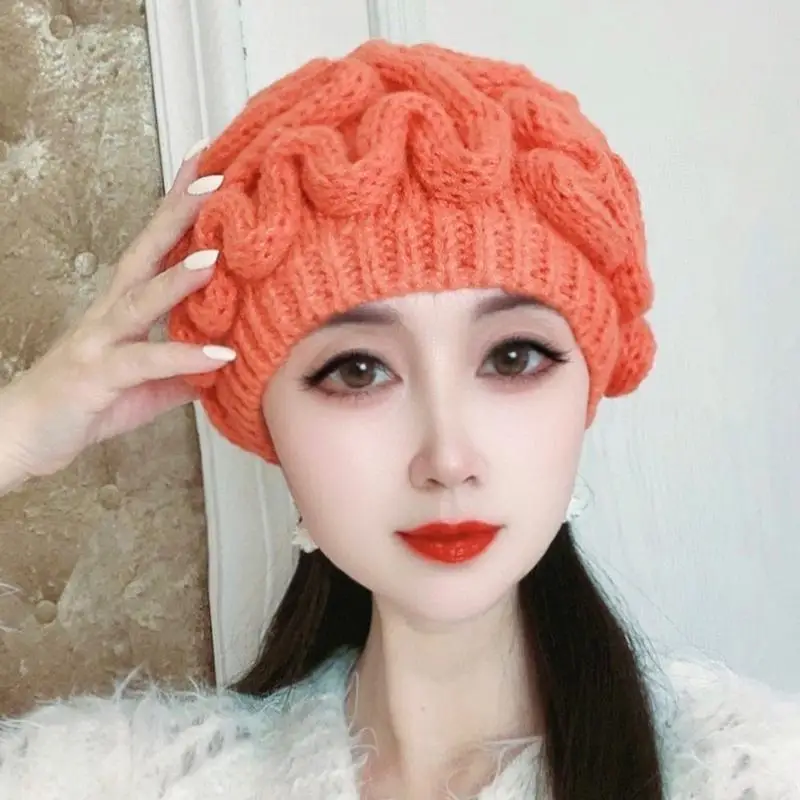 

R1WE Knit Cerebrum Skull Hat Stretchy Beanie Hat Universal Bonnet Hat Winter Warm Cap