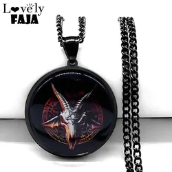 Gothic Inverted Pentagram Star God Bull's Goat Head Pendant Necklace Stainless Steel Satan Mysterious Lucifer Necklaces Jewelry