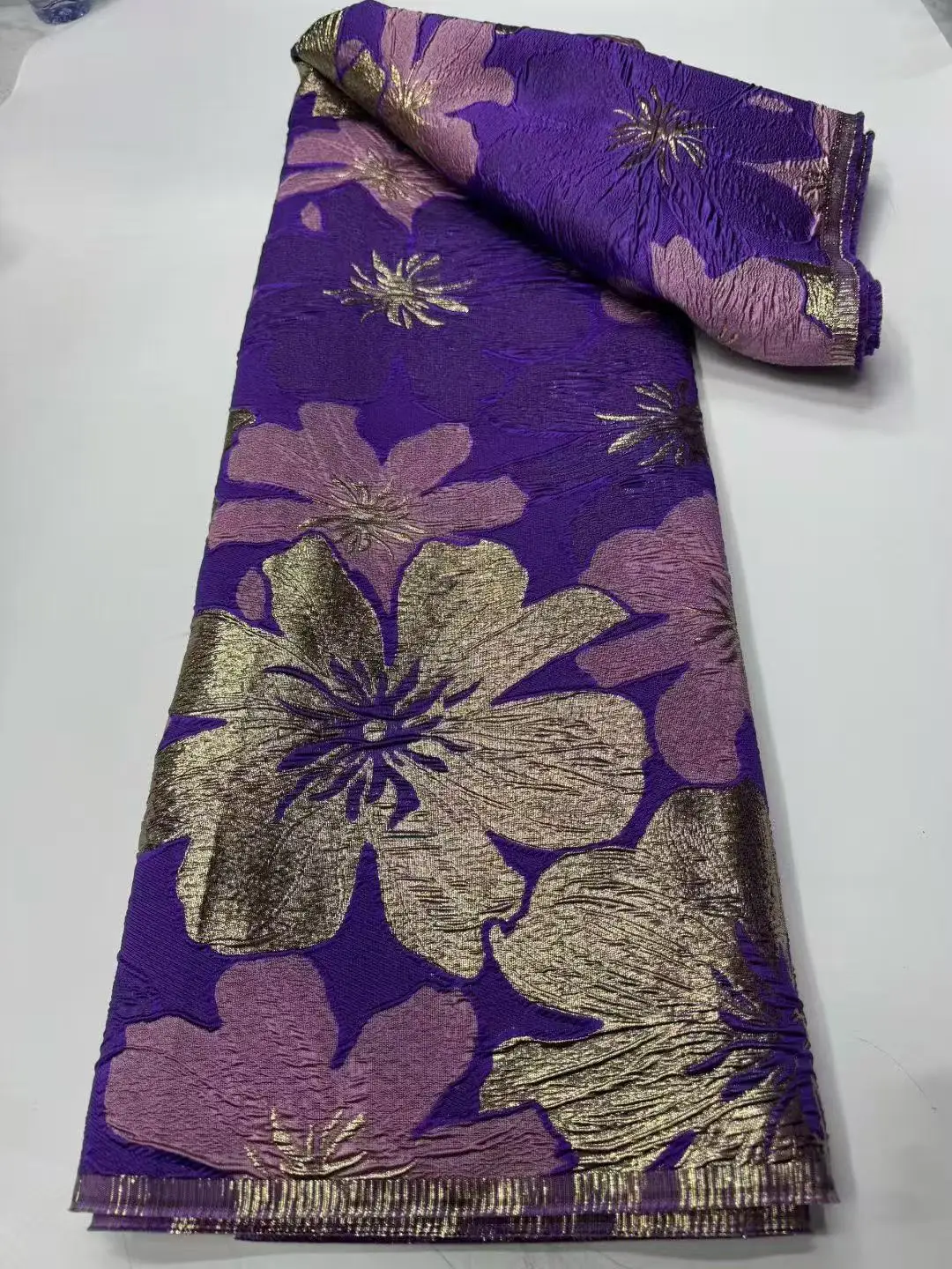 

African Jacquard Brocade Luxury Fabric Floral Organza Tulle Mesh Lace French Net Dress Material Brocard Tissu 5 Yards Sewing