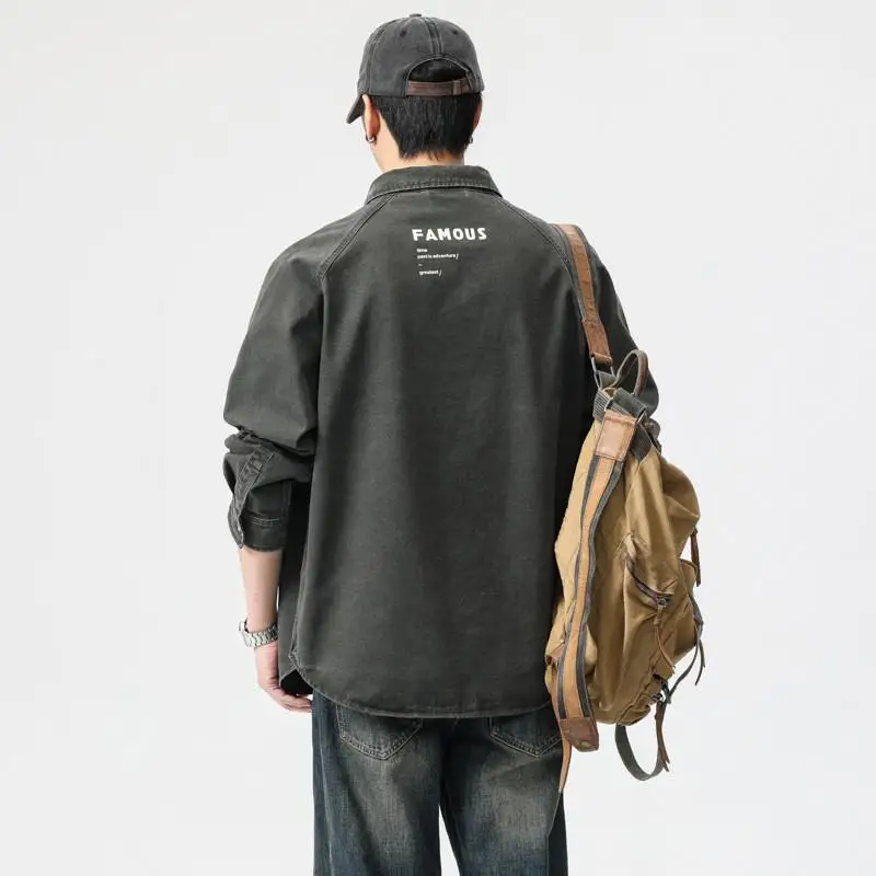 

Spring-Spirited Men's Longsved irt Multi-ket Loose Fit Youthwear Tear-Resistant Iron-Free Dyeing Five-Sve Regular Length