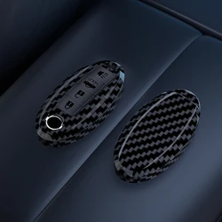 Carbon fiber Car Key Case Cover For Nissan Tiida Qashqai J11 J10 Micra Kicks Altima X-Trail Fuga Navara Leaf Note Sentra Murano