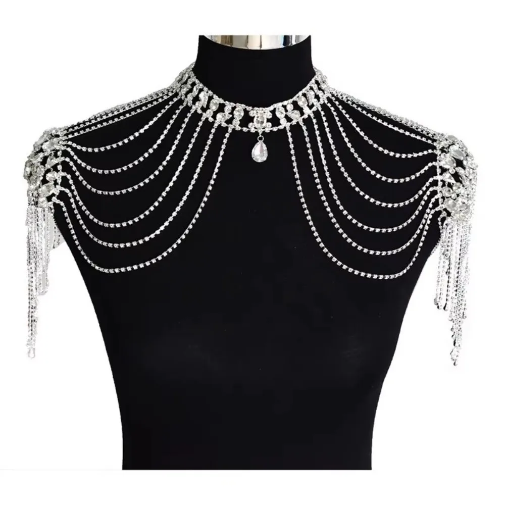 

Luxurious Design Rhinestone Shoulder Necklace Elegant Gold/Silver Chain Women Shoulder Chain Easy To Wear Retro Style