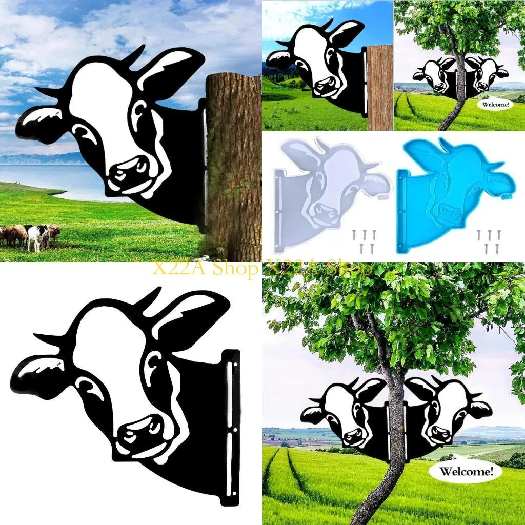Unique Doorplate Decor Carfts Silicone Mold Cow for Head Resin Casting Mold Ornam