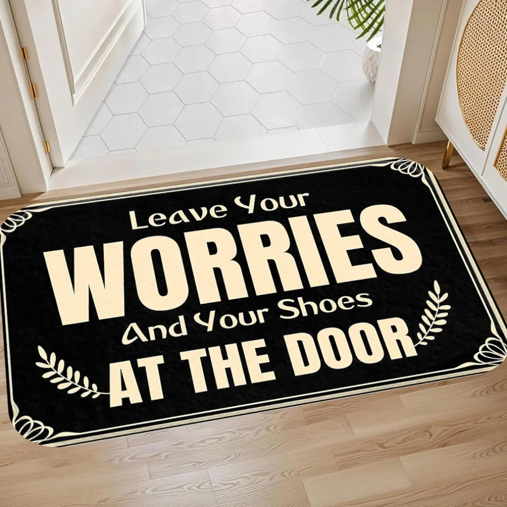 Leave Your Worries At The Door Plush Non Slip Mat For Living Room Bedroom Kitchen Home Decor