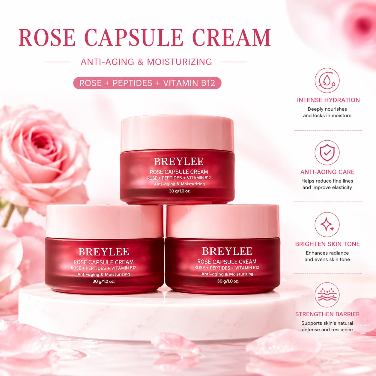 BREYLEE VITAMIN C Feuchtigkeitsspendende, Straffende und Aufhellende Kapselcreme 30G – Detail 3