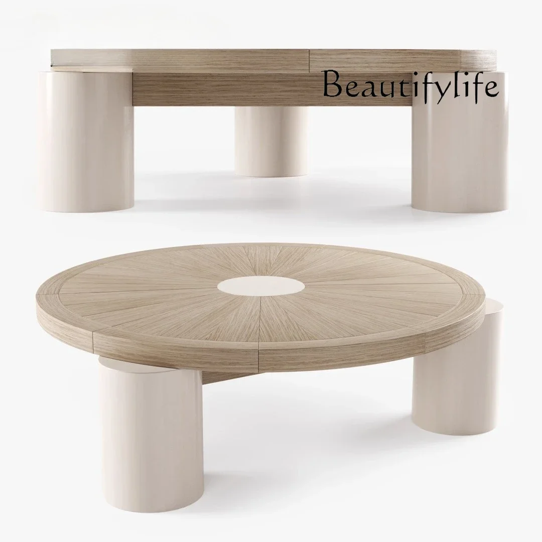 hh X Nordic Light Luxury Solid Wood Round Living Room Coffee Table Simple Side Table Minimalist Coffee Table