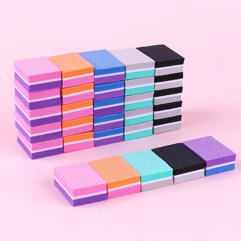 50 Stück Mini-Nagelfeilen-Pufferblock, doppelseitig, zum Schleifen und Polieren, professionelle Nagelwerkzeuge für Pediküre, Maniküre