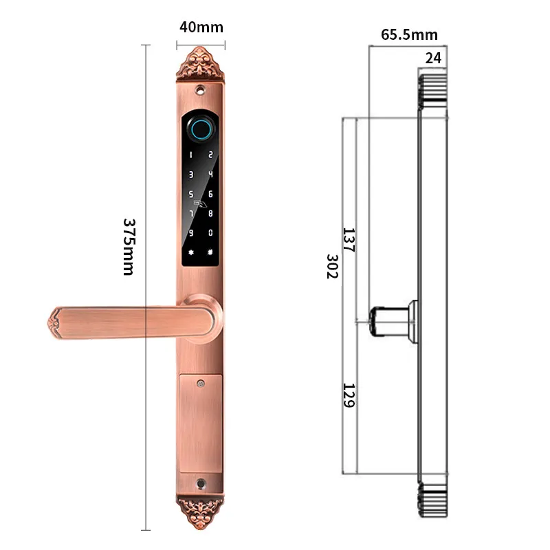 Deep waterproof hollow door courtyard door fingerprint lock single-sided double-sided remote control remote APP password