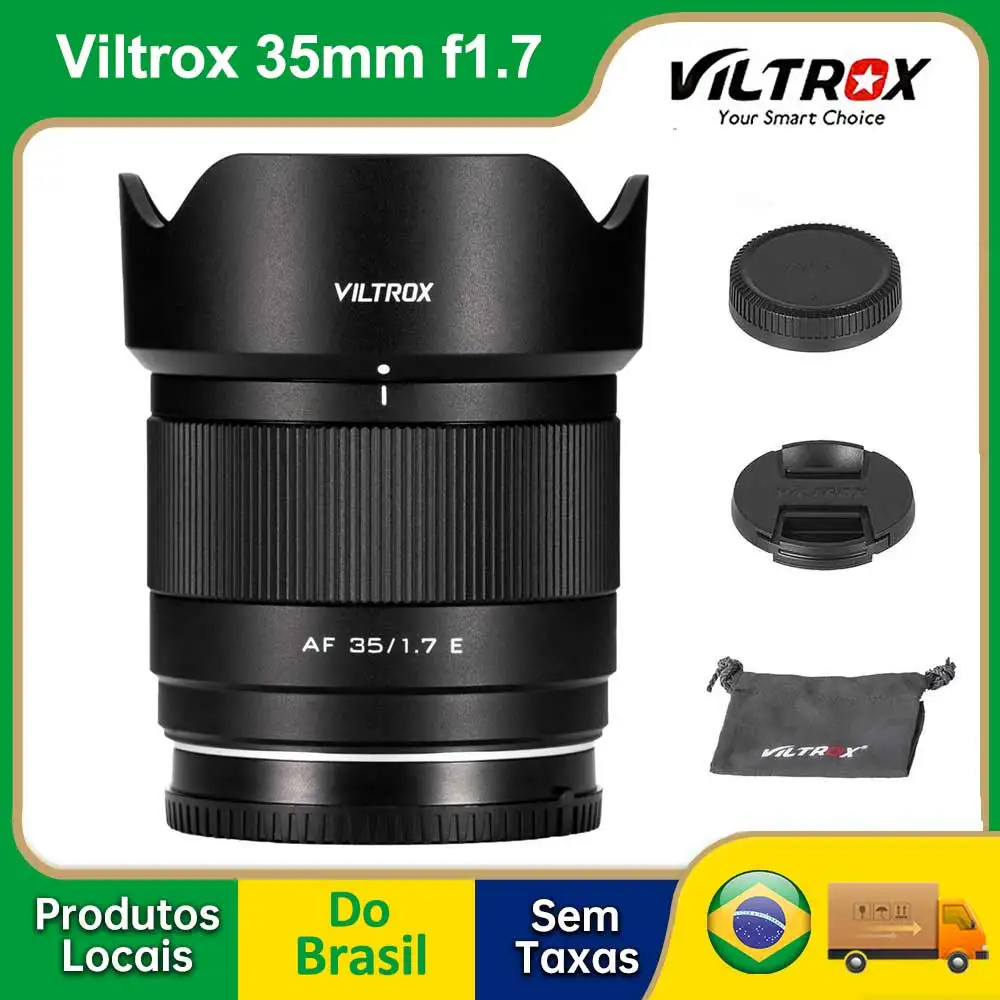 【Faça Brasil】Viltrox 35mm F1.7 Air Auto Focus APS-C Prime Lens para Fuji XF Mount Sony E A6300 A6400 A6700 ZVE10 ZV-E10