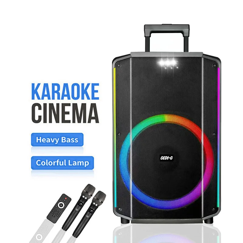 

GD-1508 High Quality 15 Inch Outdoor Bluetooth Wireless Trolley Speaker Big Power Party Karaoke Portable Speaker