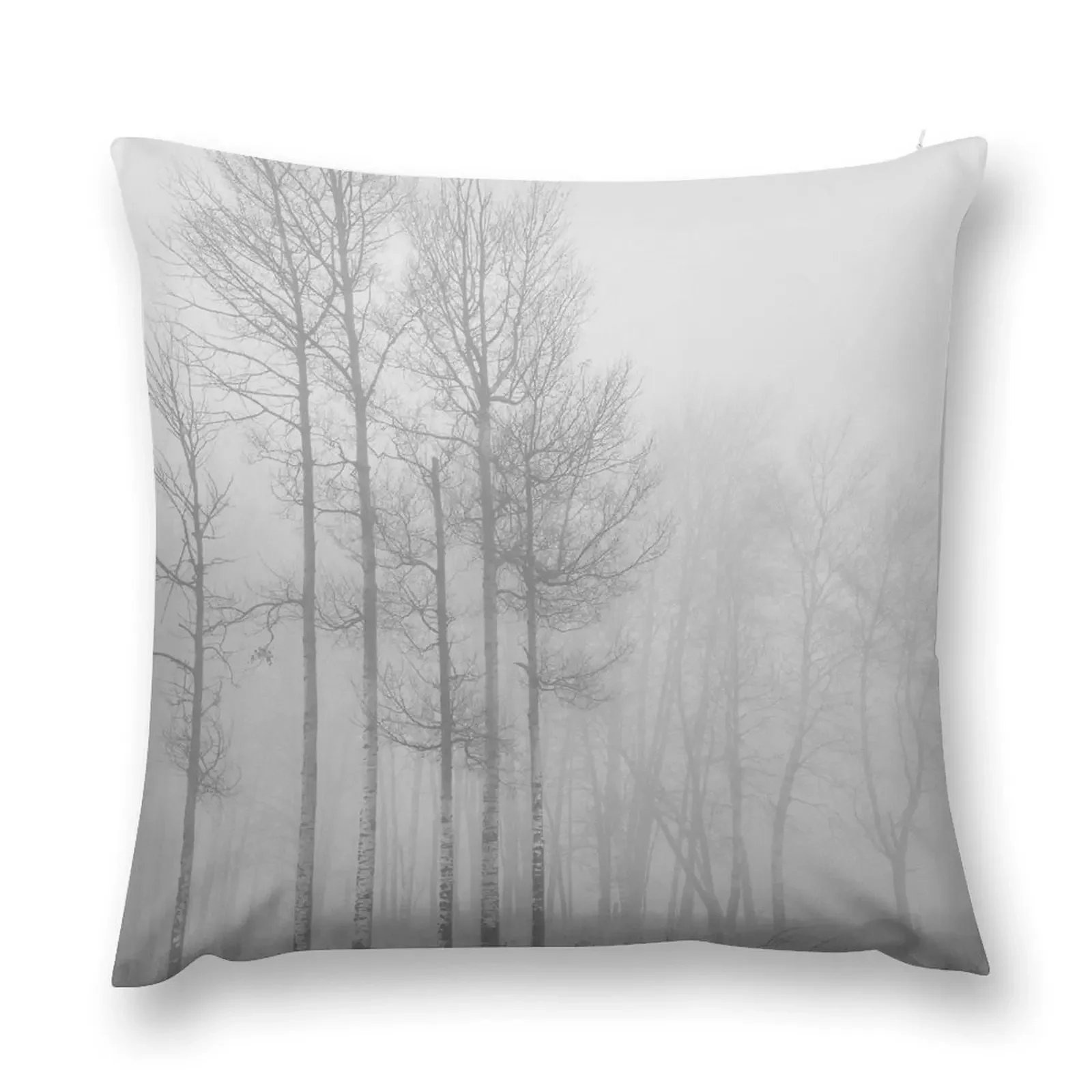 Birches in Fog Throw Pillow Throw Pillow Covers home decor items pillow