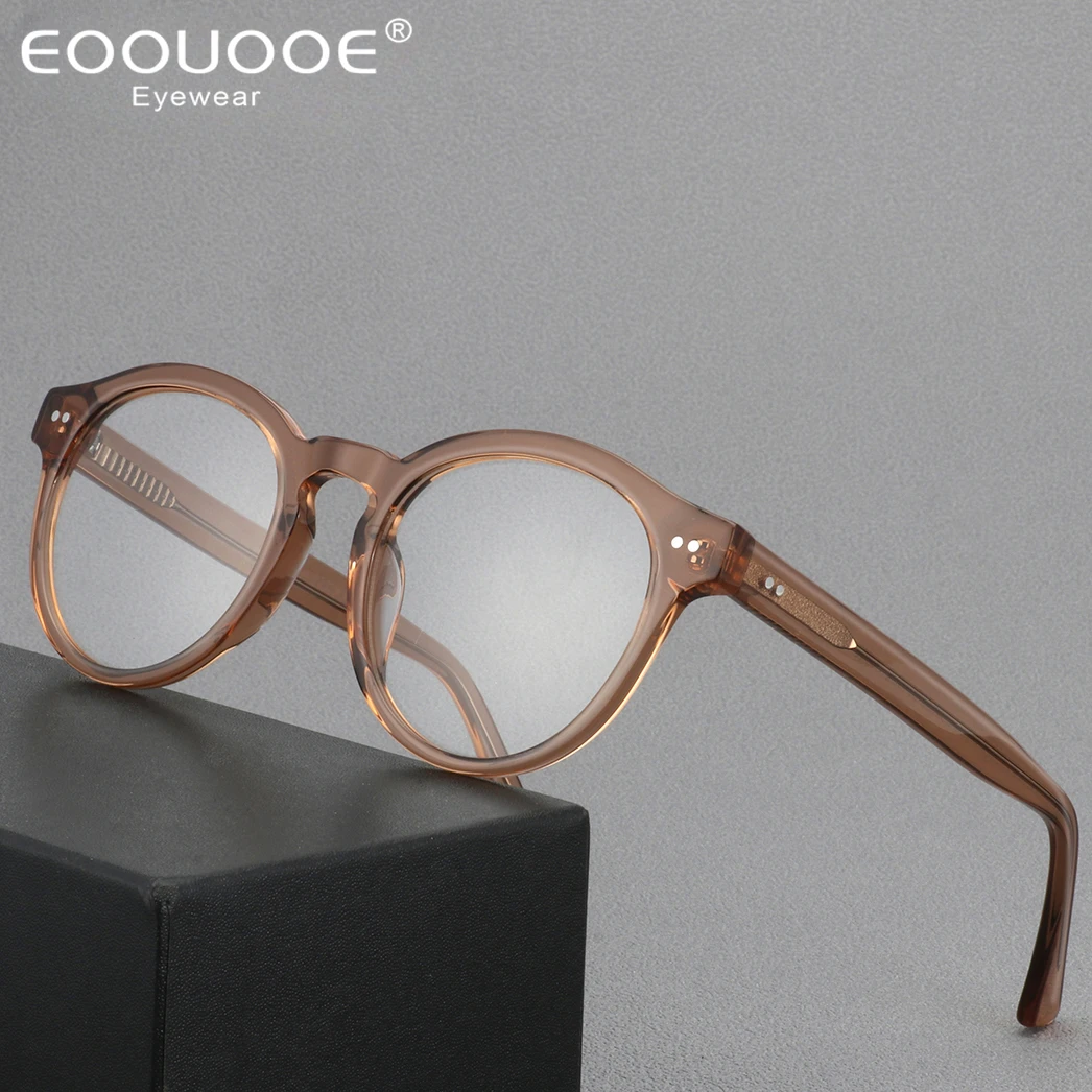 

Vintage Nail Women Men Glasses Frame Acetate Fashion Round Eyeglasses Handmade Optical Myopia Hyperopia Clear Lens Prescription