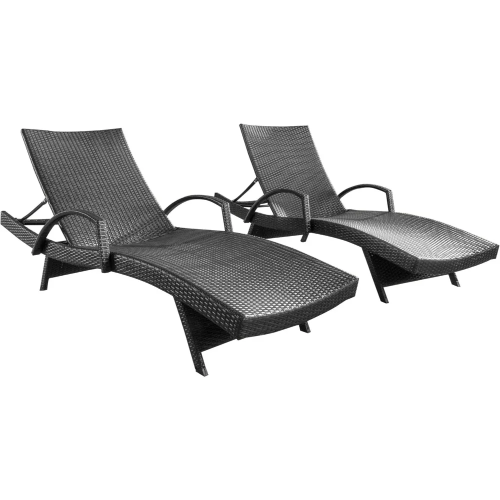 

Salem Outdoor Wicker Arm Chaise Lounges, 2-Pcs Set