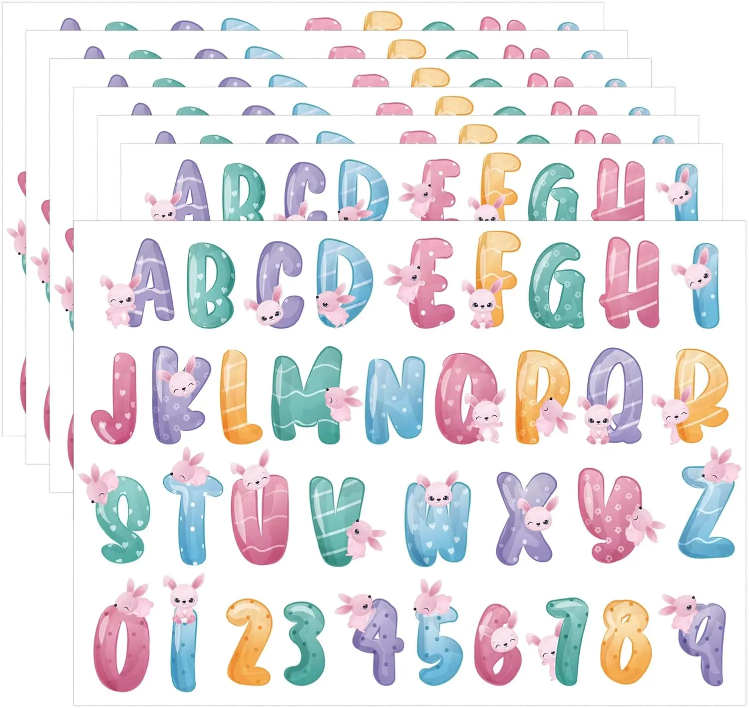 

Easter Pink Bunny Sticker – Happy Easter Stickers Self-Adhesive, Waterproof Vinyl Animal Theme A-Z Number Decal for DIY Craft,