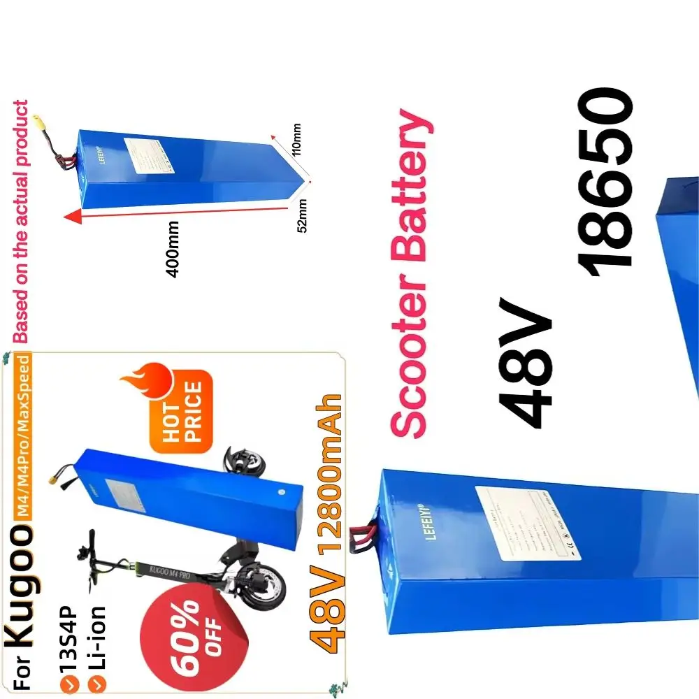 

48V 12.8Ah Electric Scooter Battery Replacement for Kugoo M4 18650 Li-ion BMS Power 13S4P Battery Pack