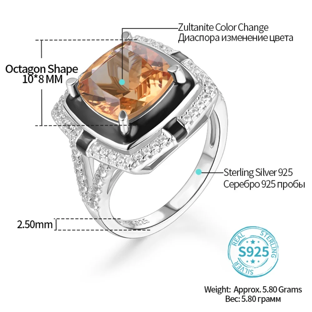 CHARMING Engagement Rings Diaspore Sultanite Gemstone 925 Sterling Silver for Women Luxury Wedding Bride Wear Jewelry Gifts