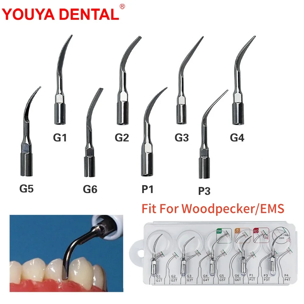 5pcs Dental Ultrasonic Scaler Tips Fit For Woodpecker EMS Sonic Scaler Handpiece G1-G6 P1 P3 Scaling Tip Dentistry Accessories