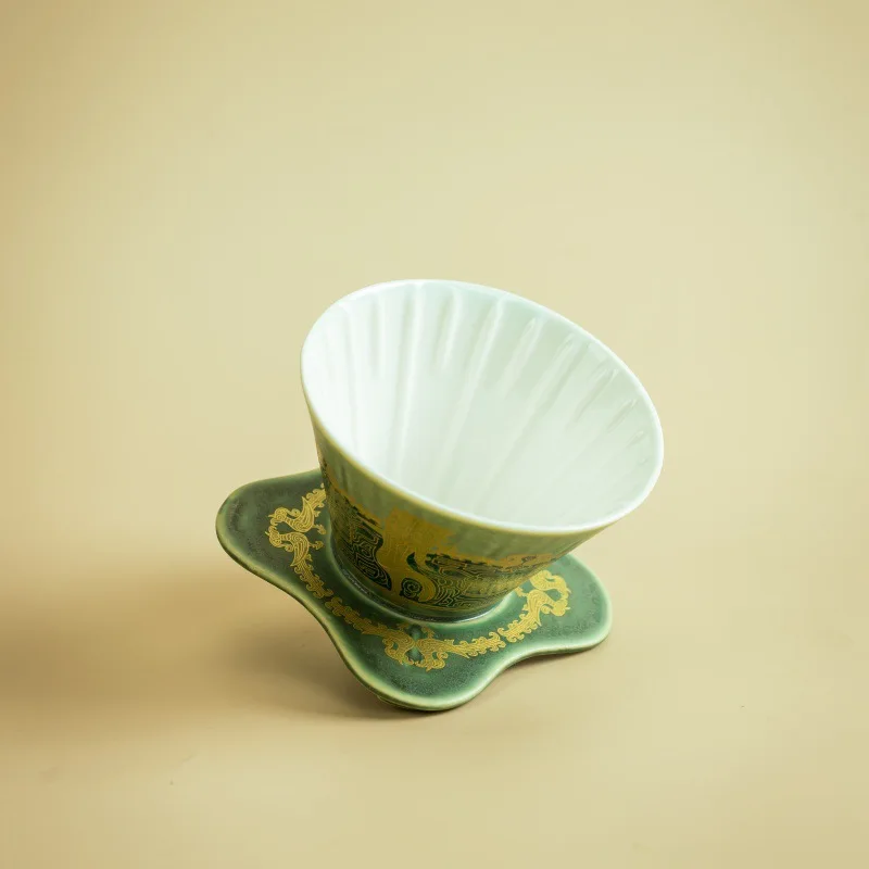Sanxingdui Hand-Drip Coffee Filter, Home-Use Drip Coffee Filter, Ceramic V-Shaped Funnel, Drip-Style Extraction