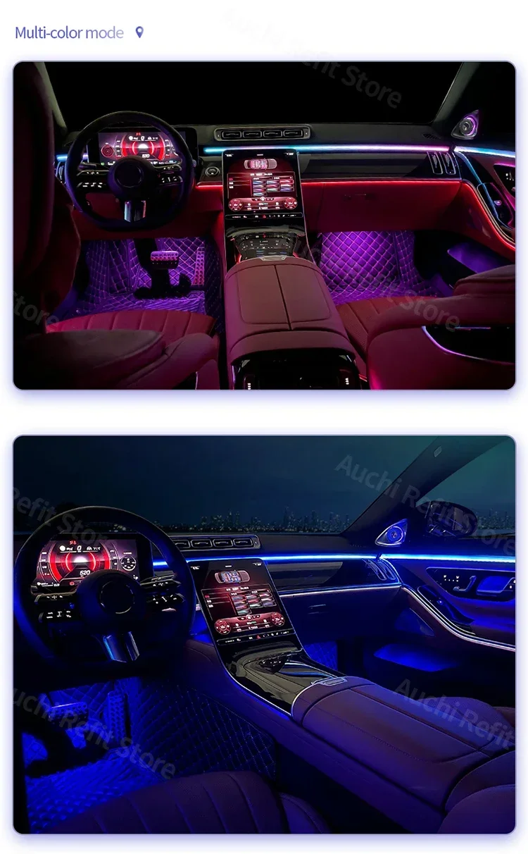 New 64 Colors LED Active Ambient Light For Mercedes Benz 2021+ W223 S-Class S450L S480 S500L Multi-color Decorative lights Refit