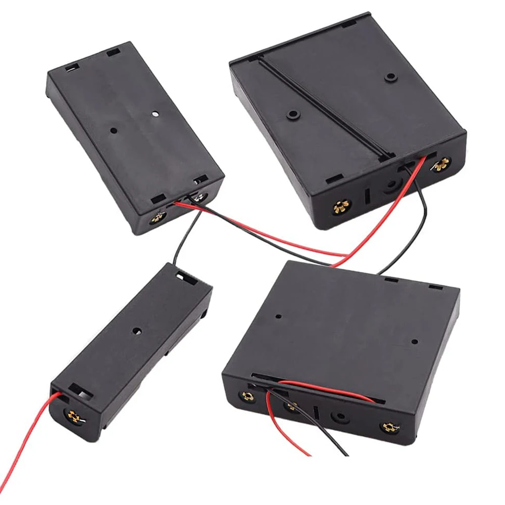 3pcs 18650 Battery Holder Box 1 Slot 3.7V Battery Storage Case 1/2/3/4 Cell Plastic Container with Connect Black Red Wires