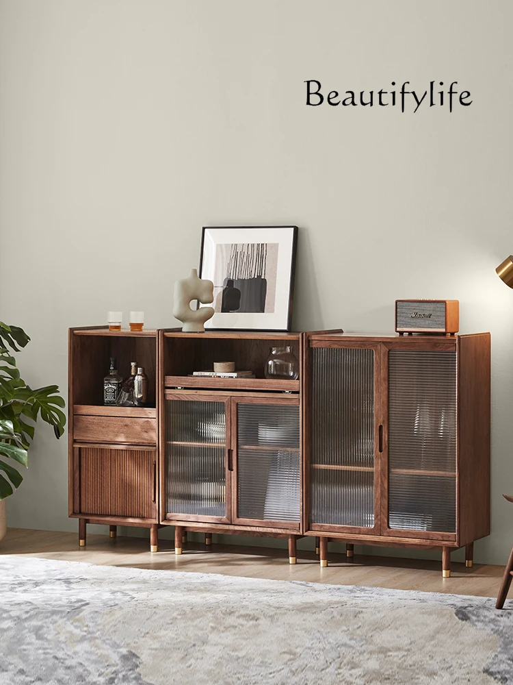 

Modern Simplicity with American Style Solid Wood Glass Door Wine Cabinet with Light