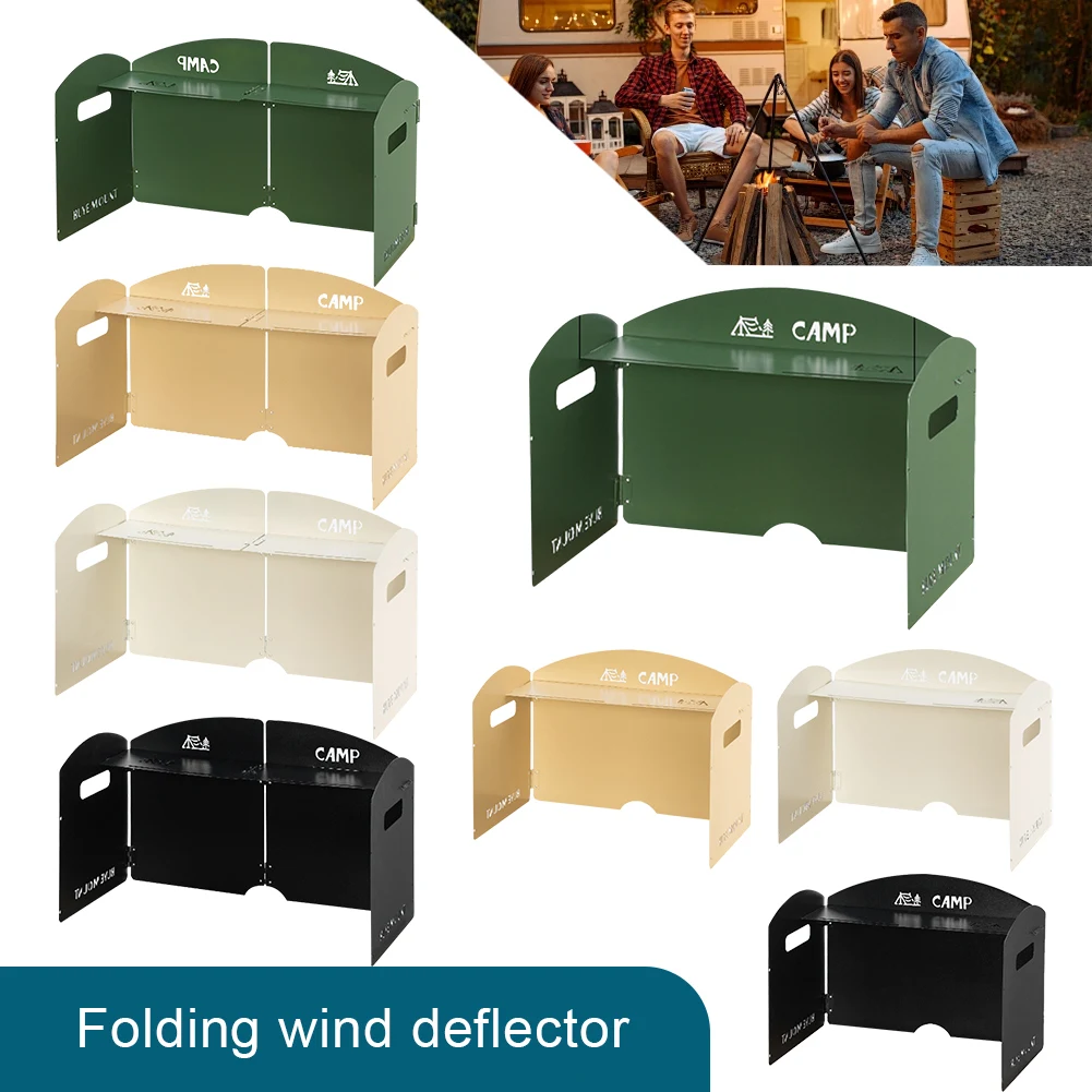 Pantalla cortavientos plegable para estufa de gas con capa de almacenamiento, deflector de viento para quemador de cocina, accesorios de camping portátiles ultraligeros