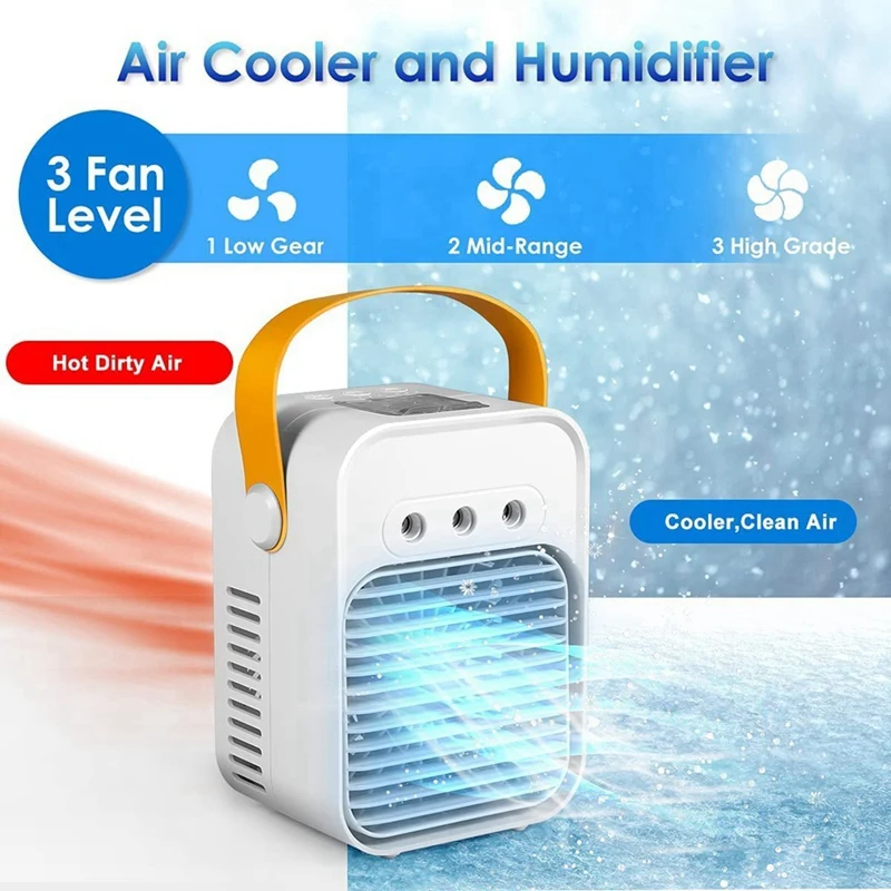 Portable Air Conditioner, Cordless Personal Air Cooler Evaporative With 3 Speeds 7 Colors, Air Cooler For Room Office