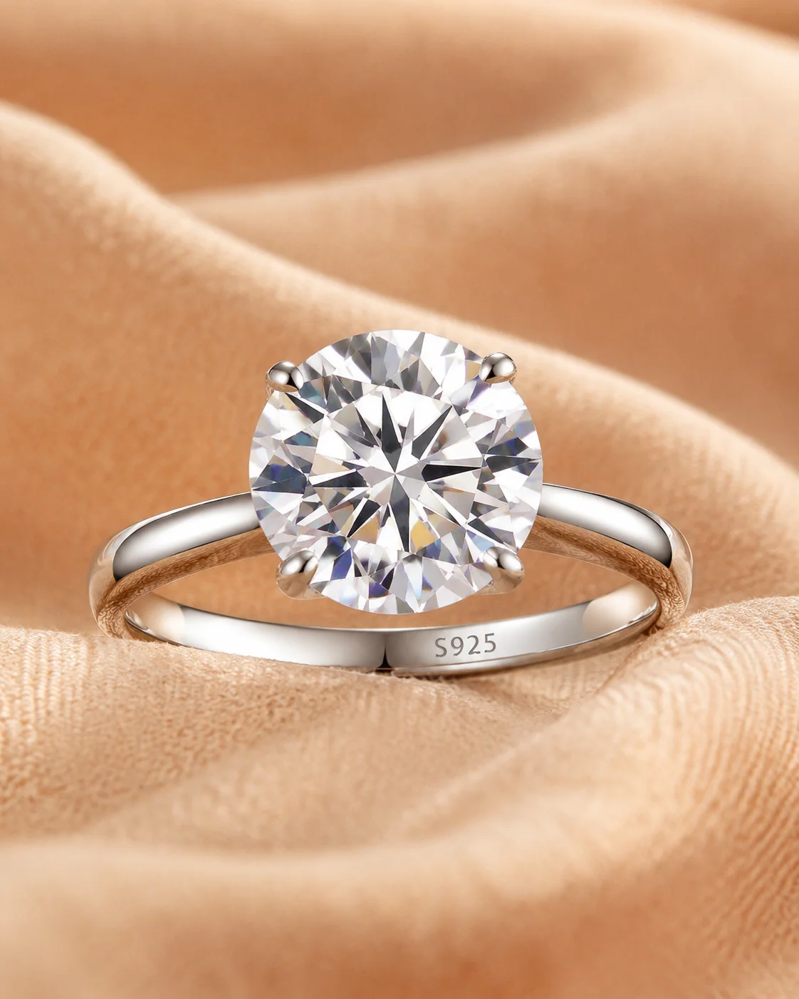 Anillo solitario redondo de 2 quilates con circonita cúbica para mujer, plata de ley 925 chapada en oro blanco de 18 quilates, elegante joya de promesa para propuesta de matrimonio, boda, aniversario, viajes y uso diario