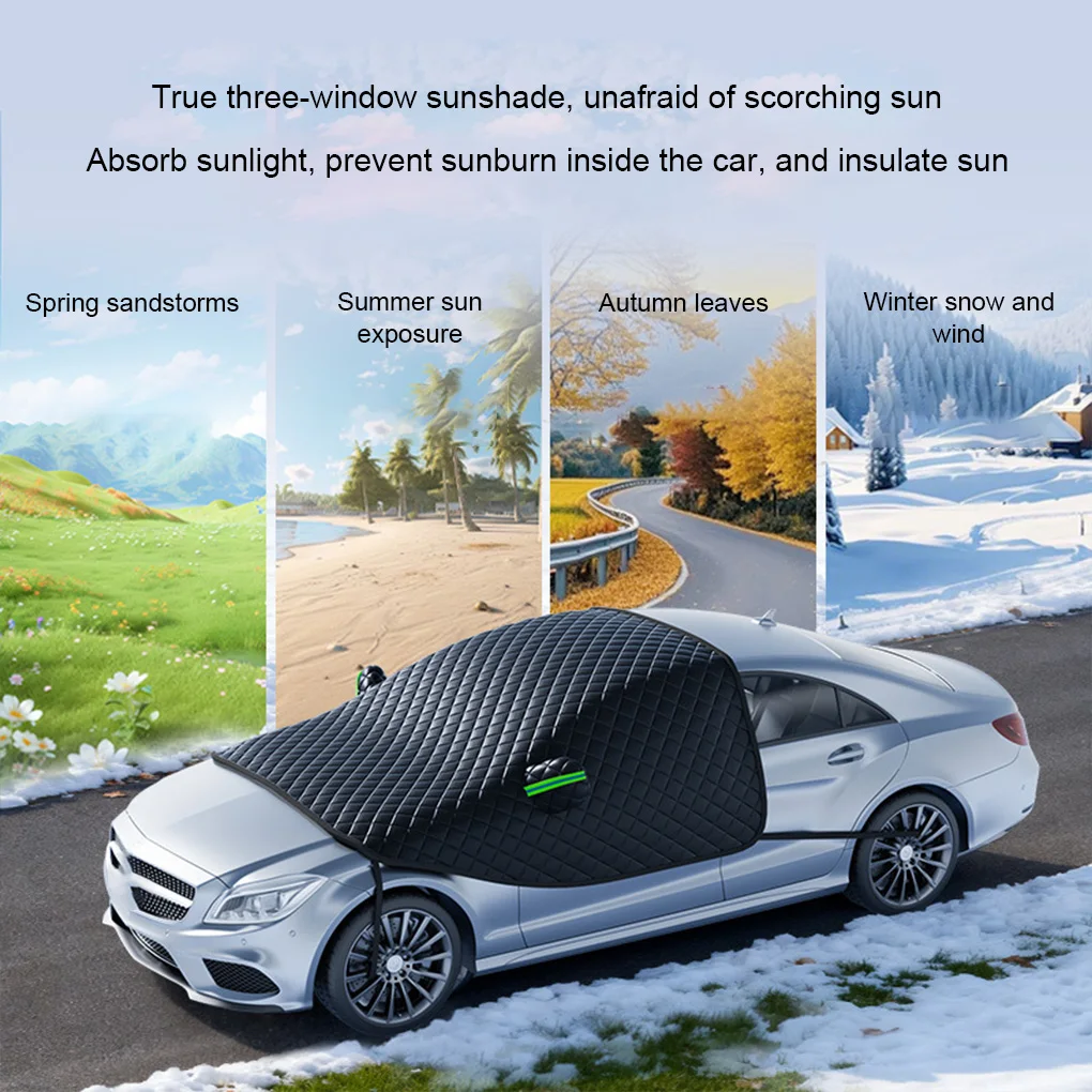 

Automobile snow protection cover for front windshield, anti-freezing and anti-frost snow magnetic suction snow guard, car cover