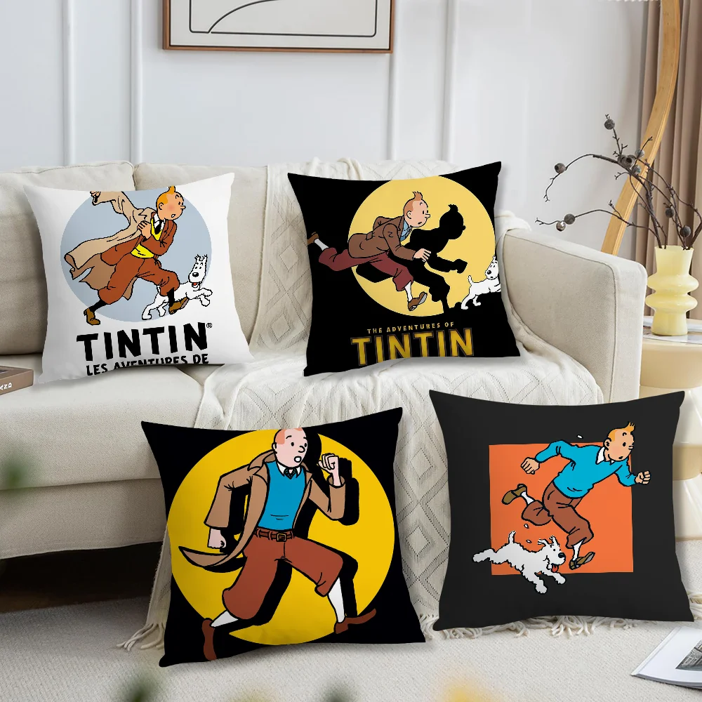 The Anime A-Adventures of Tintin Pillow Case Fan Style Square Home Decor Cushion Cover Design Printed