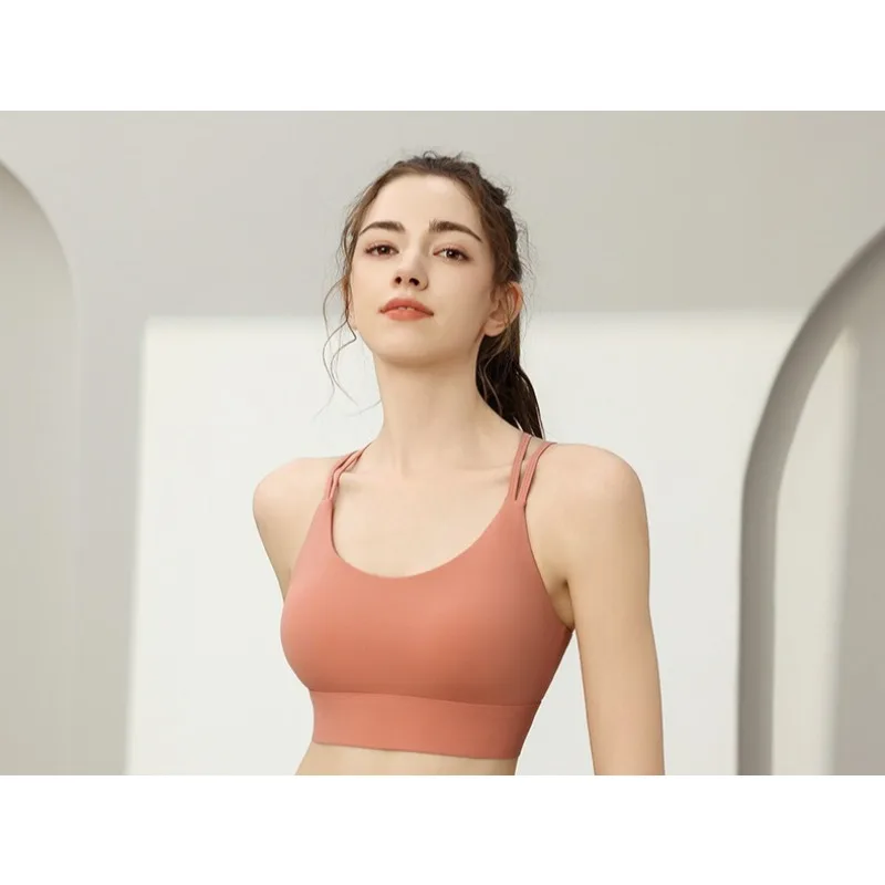 Women's Sports Bra, Shockproof for Running Fitness and Yoga Integrated Design Beautiful Back High-intensity, Thin Strap Tank Top
