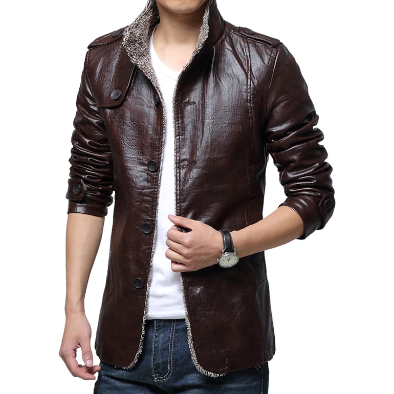 

Jacket Leather Parkas Fashion Casual Style High Quality Outwear Breathable Comfortable Stand Collar Classic Roupas Masculinas
