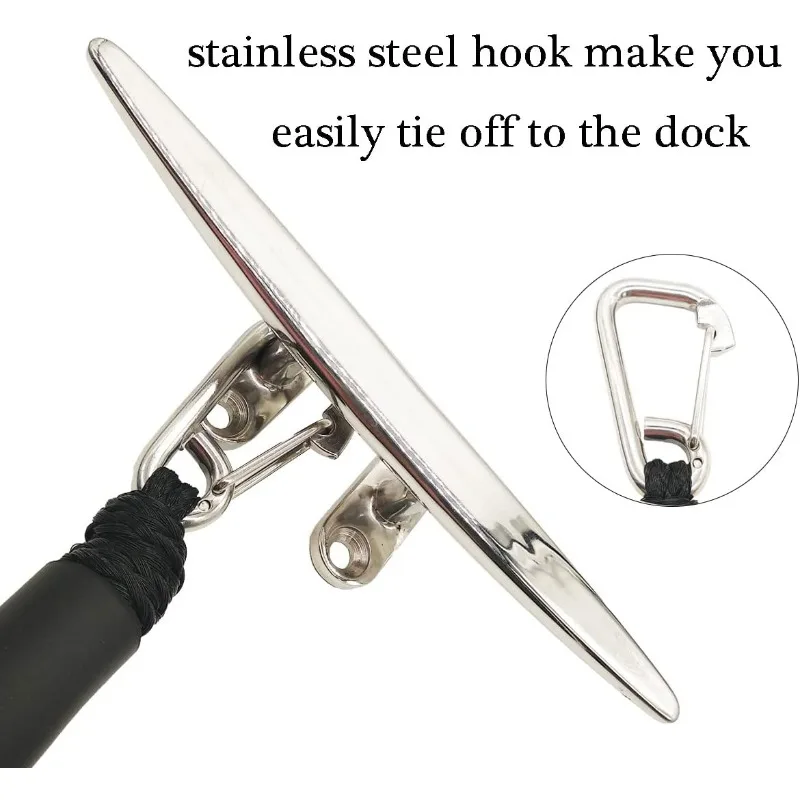 ​​4ft Boat Bungee Dock Lines with Stainless Steel Clip​​ – Heavy Duty Mooring Rope for PWC, Kayak, Jet Ski, Pontoon & Bass Boats