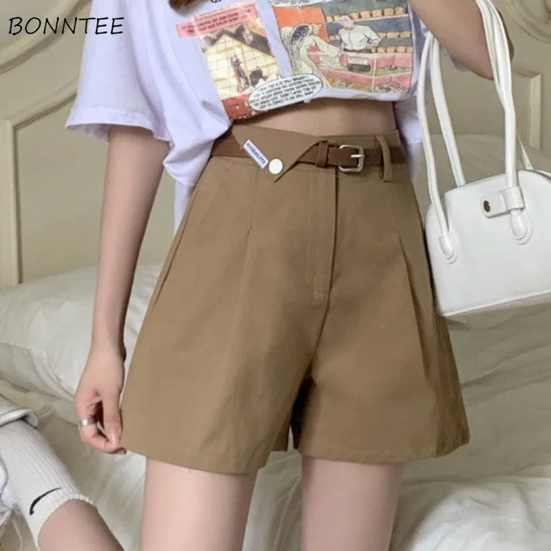 Casual Shorts for Women Fashion Loose Solid Korean Style College Students Niche Design Summer Girls All-match New Pockets Chic