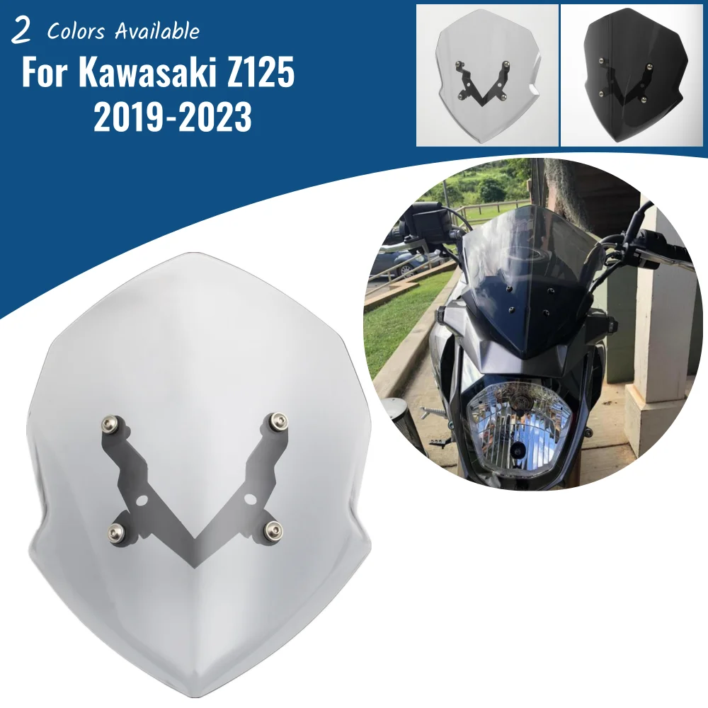 

For Kawasaki Z125 2019-2023 2021 Z 125 Accessories Smoke Motorcycle Sport Windscreen Windshield Wind Deflector Protector Bracket