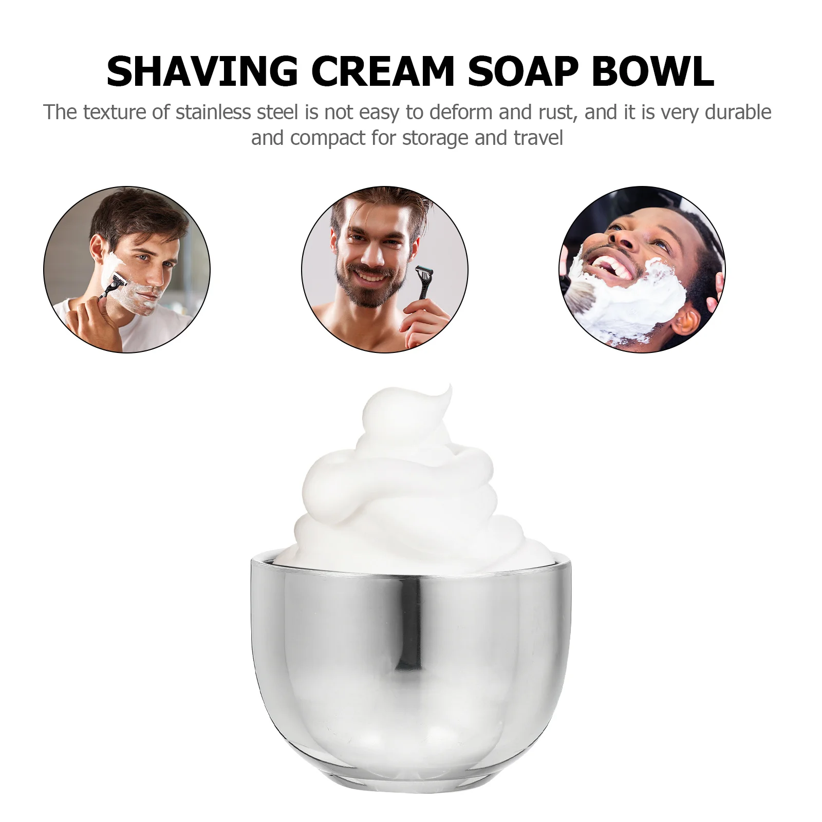 2Pcs Shaving Soap Bowl Stainless Steel Rust-Resistant Bubbling Bowl for Men Compact Design Comfortable Use Daily Shaving Cup
