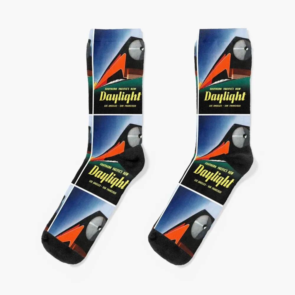 

USA Vintage Railroad Travel Poster Restored Socks anti slip football christmass gift Women Socks Men's