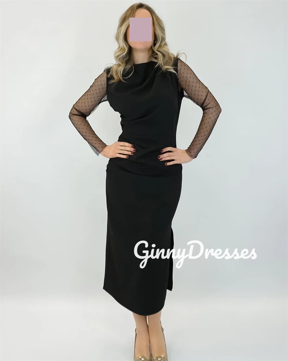 

Роскошное вечернее платье в Дубае на заказ, черное платье с овальным вырезом и длинными рукавами для выпускного вечера, кружевное платье до щиколотки для торжественных случаев