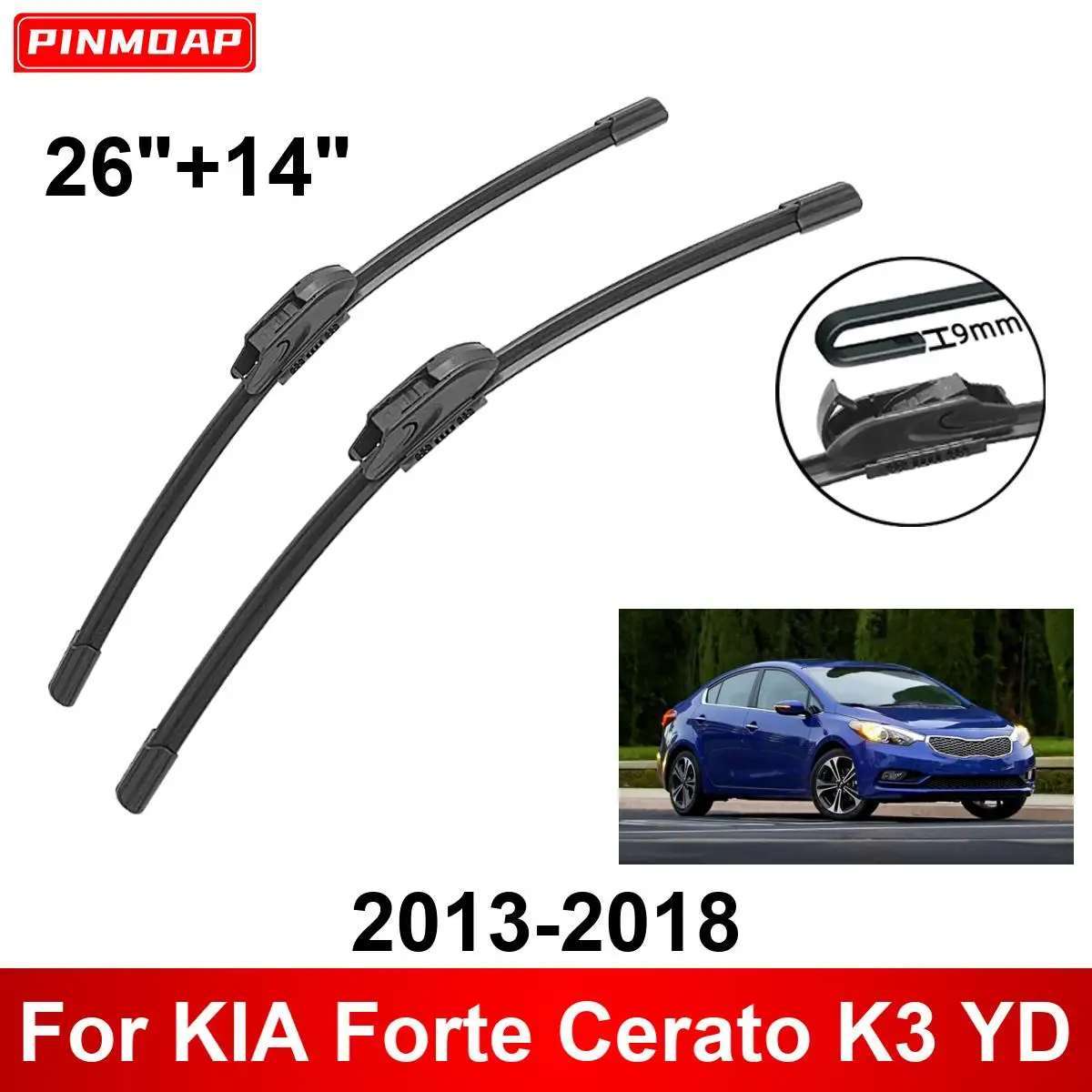 

Автомобильная щетка стеклоочистителя для KIA Forte Cerato K3 YD 2013-2018 26 дюймов + 14 дюймов, передние и задние щетки стеклоочистителя, аксессуары для резки 2015 2016 2017 2018