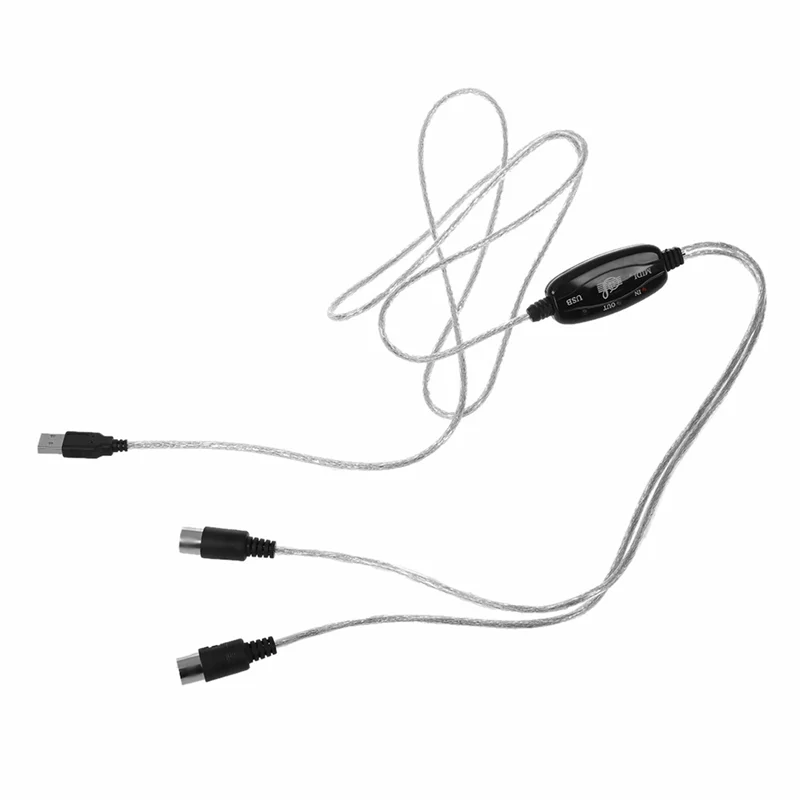 2X USB In-OUT MIDI Cable Converter PC إلى Music Keyboard Adapter Cord
