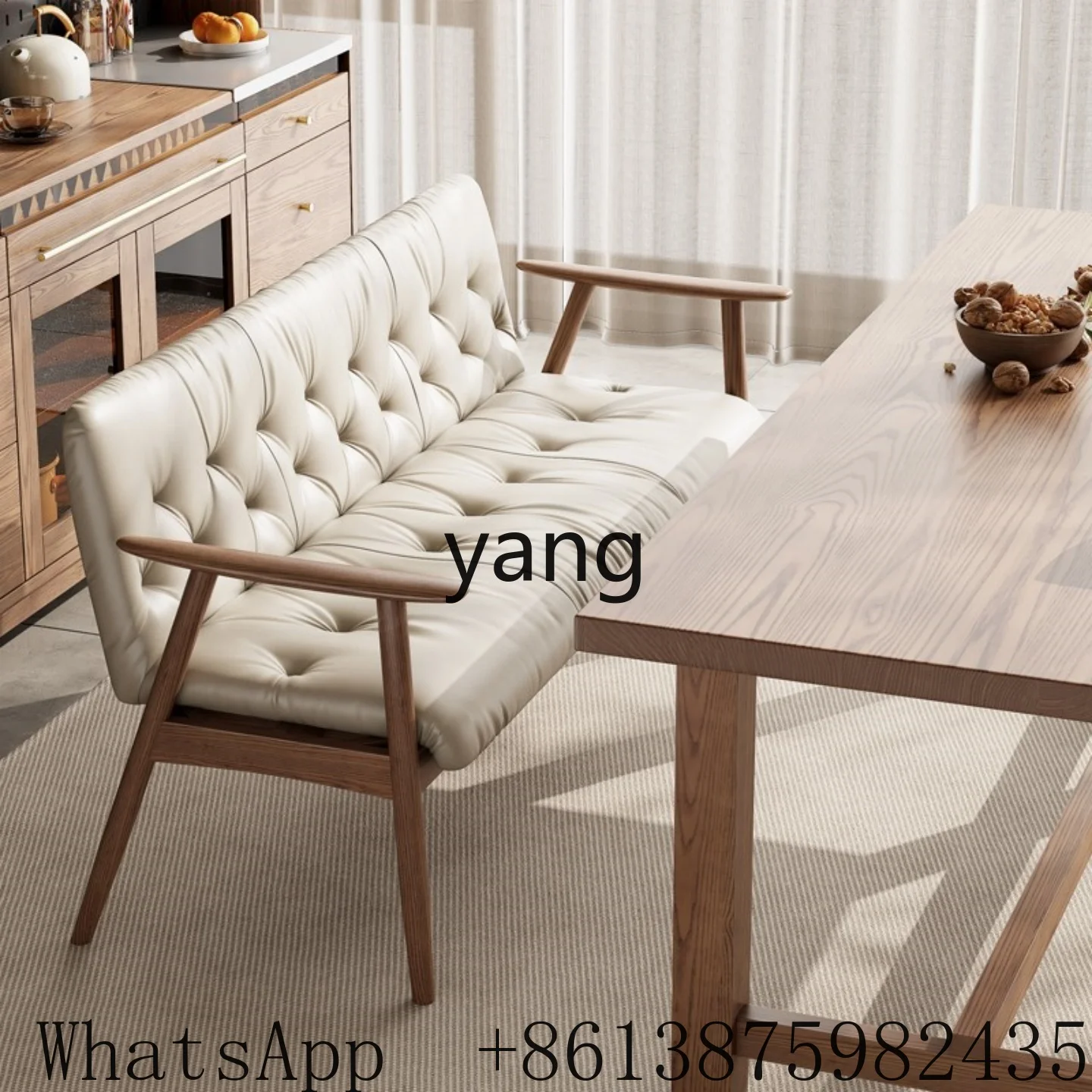 LH Solid Wood Sofa Chair Living Room Home Retro Simple Chair with Pull Button
