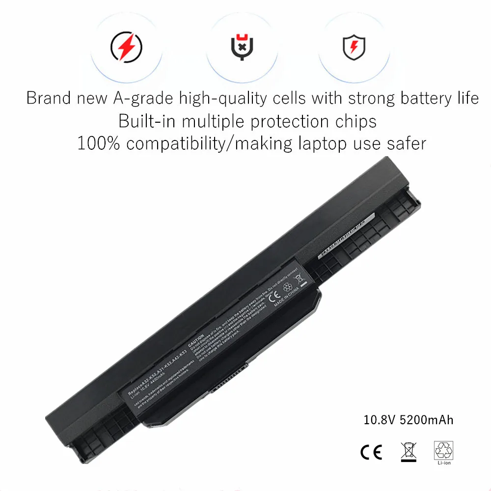 laptop battery for asus K53SE K53SJ K53SN K53SV K53T K53TA K53U K53Z P43 P43E P43F P43J P43S A31-K53 A32-K53 A41-K53 A42-K53