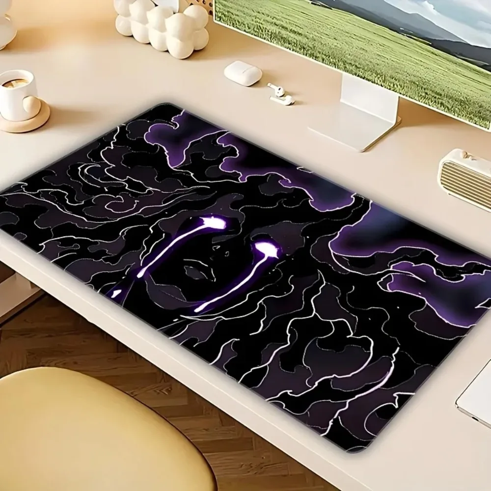 Gaming Mouse Pad Cool Purple Abstract Lightning Cloud Design Non-Slip Stitched Edge Desk Mat for Gamers Workstation