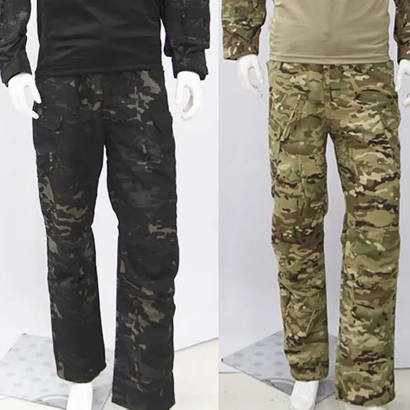 Outdoor Tactical Cargo Pants Men Multicam & Black Mult Camo Reinforced Multi-Pocket Durable Ripstop Trousers