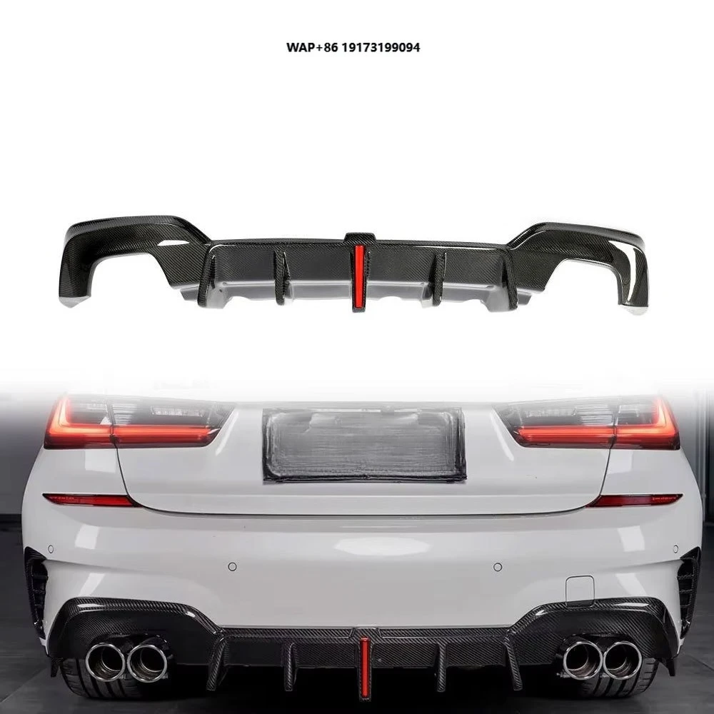 

Carbon Fiber Rear Bumper Diffuser Lip with LED Brake Light for 3 Series G20 G28 M-SPORT 330i 340i 2019-2022