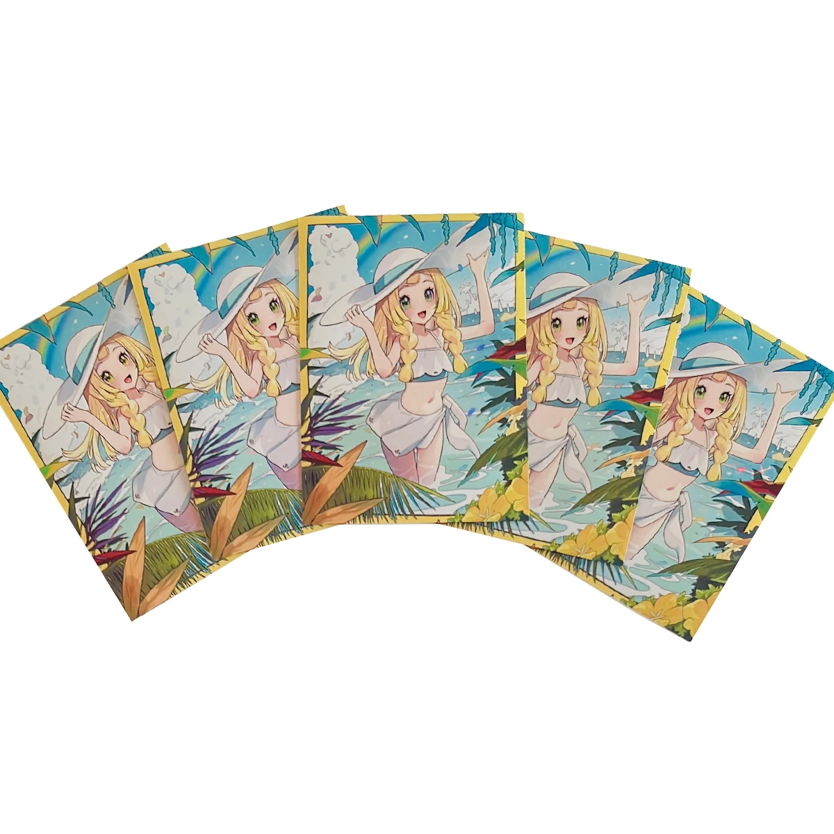 Diy Self Made 64Pcs/set 67X92Mm Ptcg Trainer Lillie Card Sleeves Laser Color Flash Opcg Ws Ptcg Card Protective Cover Gift Toys