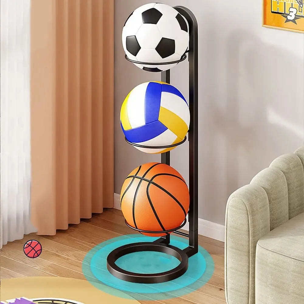 Carbon Steel Children Basketball Storage Rack White Black Ball Placed Rack Space Saving Football Display Rack Volleyball